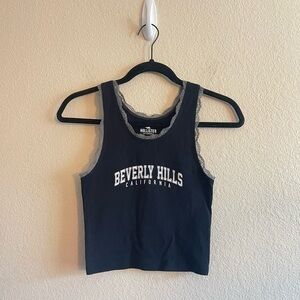 Hollister Beverly Hills Black Lace Baby Tee Tank Top Women's Size XS